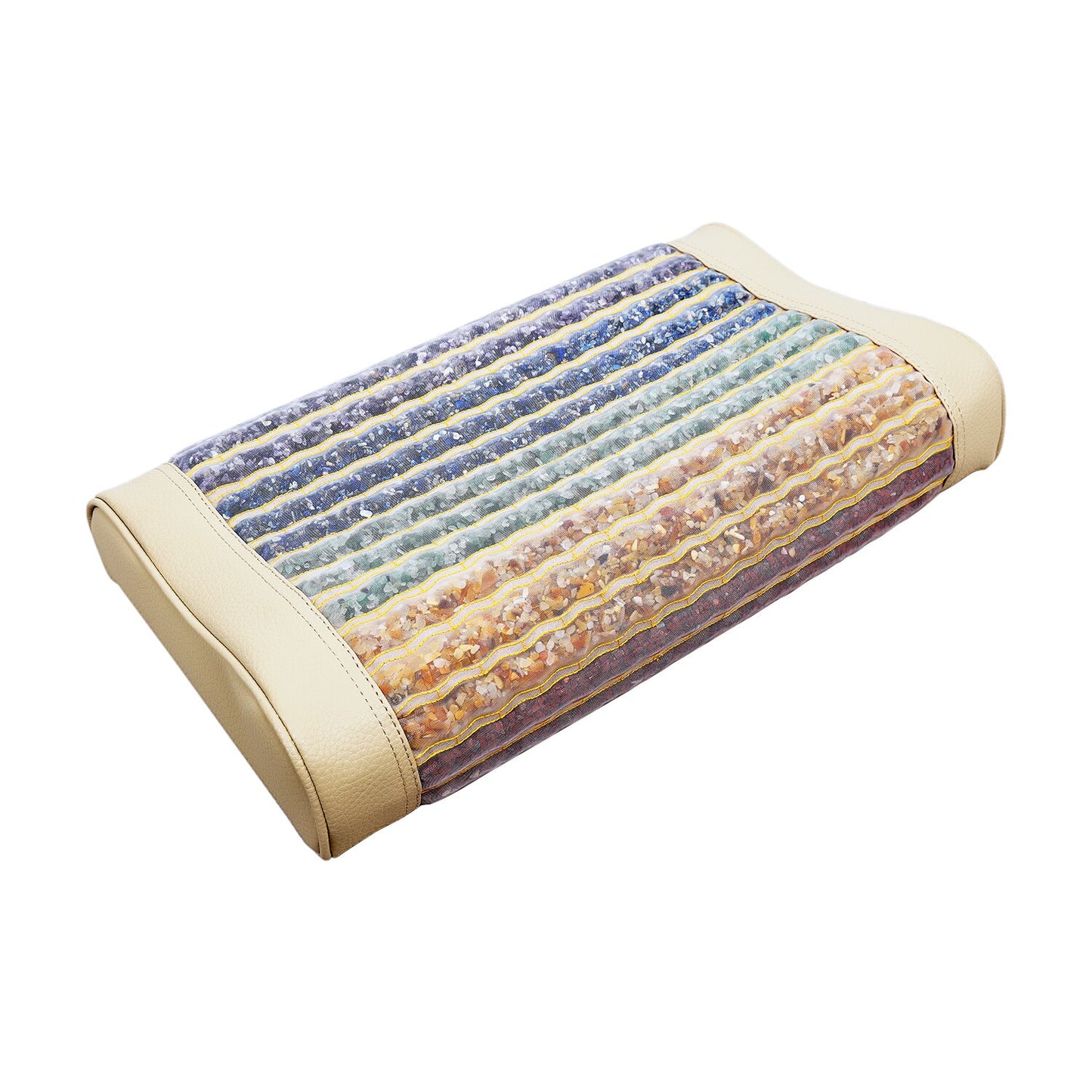AFODI Rainbow Natural Latex Massage Pillow Far Infrared Negative Ion Amethyst Jade Gemstone Sleeping No Heated Therapy Pillow