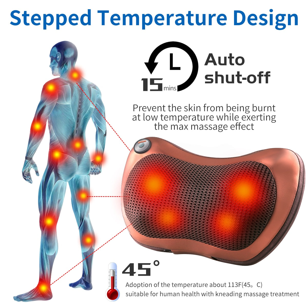 Massage Pillow Electric Head Shoulder Back Kneading Infrared therapy Neck pillow Massager